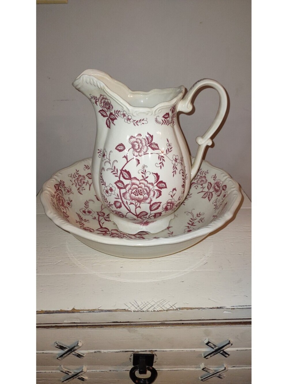 Royal Sealy Japan Floral Wash Basin and Water Pitcher Set